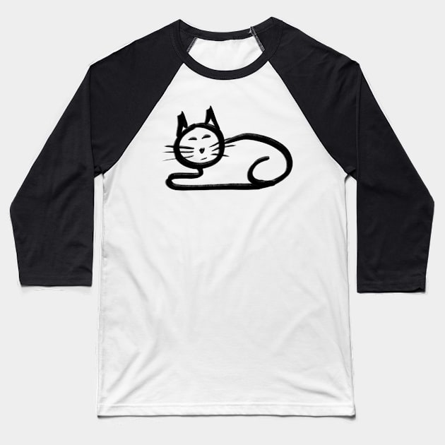 Cute simple hand drawn line art cat.  Goes with the stick figures i have done for the human owners Baseball T-Shirt by WelshDesigns